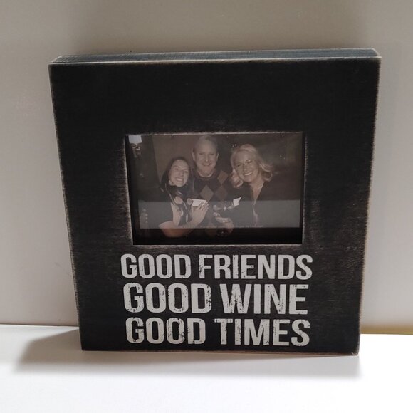 Primitives By Kathy Box Frame, Good Friends Good Wine Good Times - Picture 1 of 2